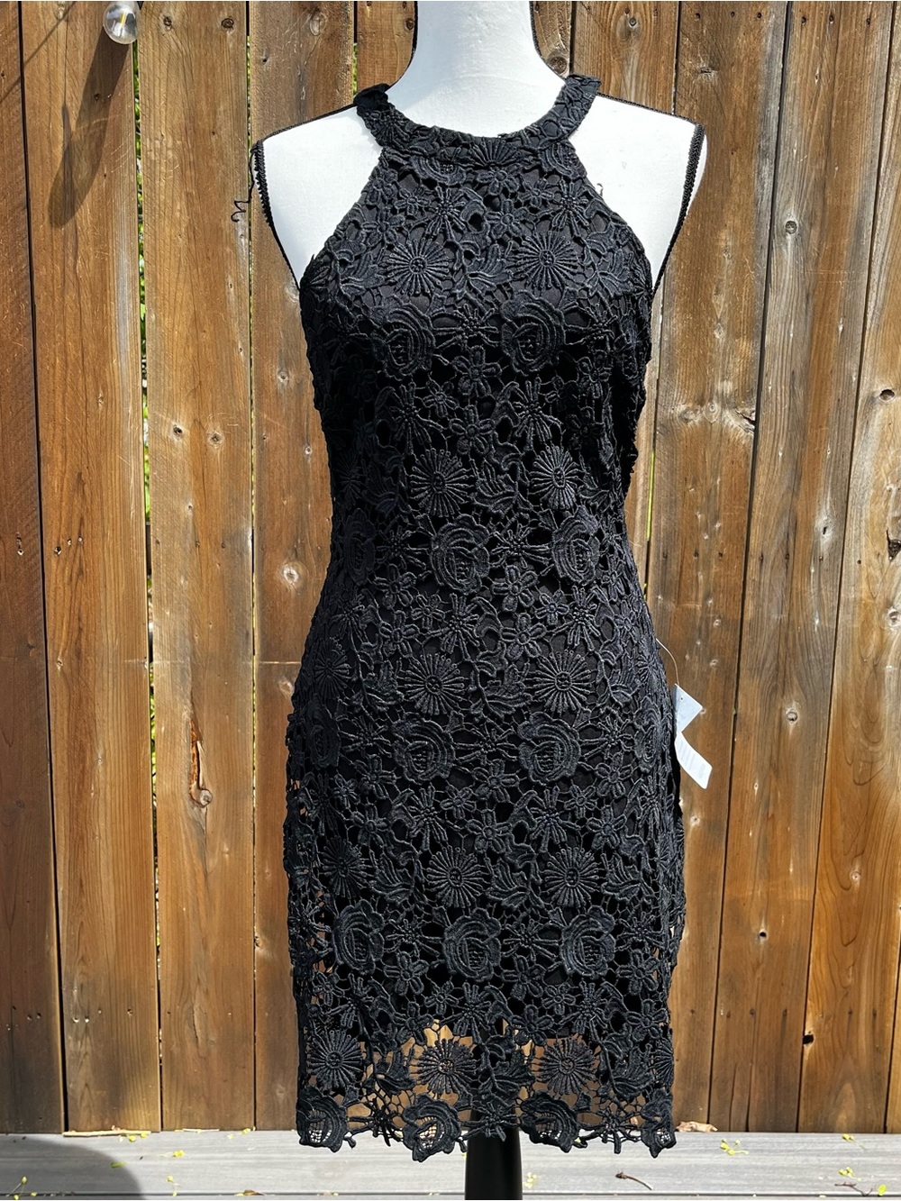 Lulu's Gothic Whimsigoth Black Floral Lace Halter Midi Dress